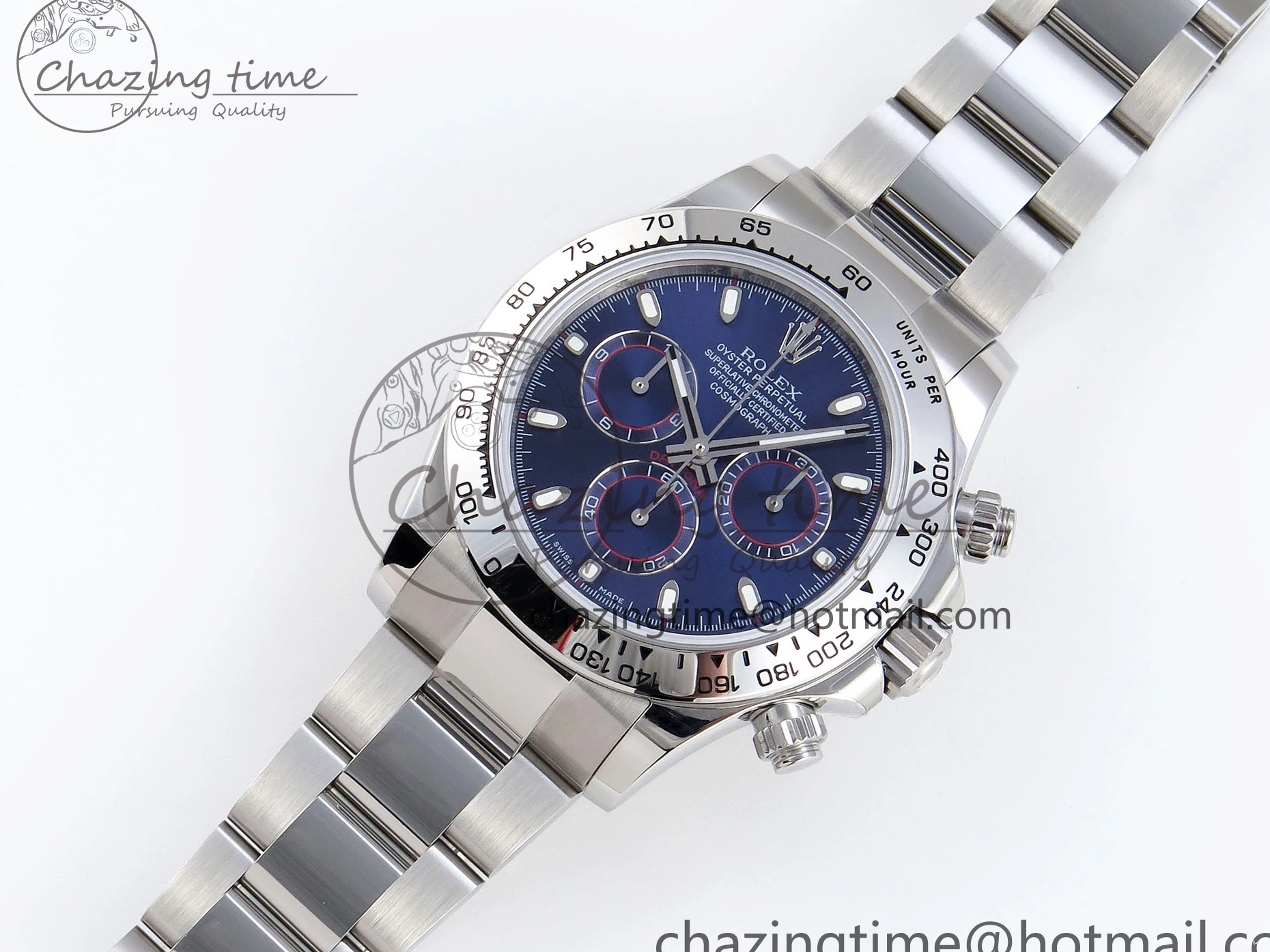 116509 OMF DIAL SS BEST ON A7750 DAYTONA BLUE MOVEMENT) SS STICK BRACELET (SLIM EDITION 1219